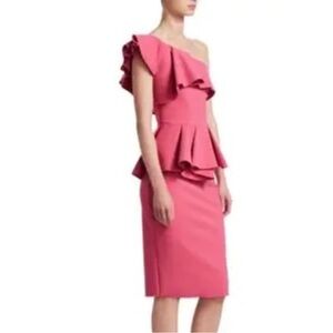 Chiara Boni One-Shoulder Pink Ruffle Dress